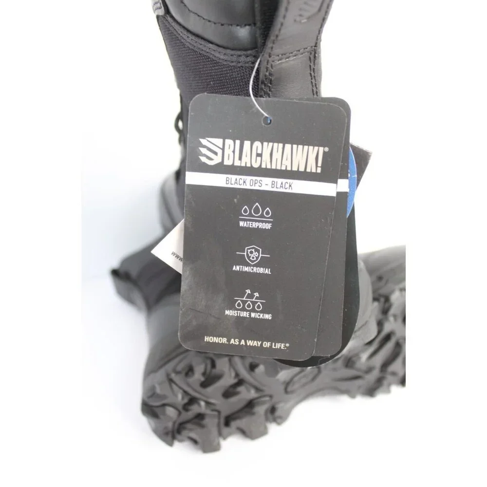 BLACKHAWK! Combat Boots‎ Men's Size 5 Black Ops Leather Waterproof Cushioned - Picture 8 of 16